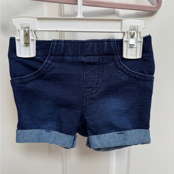NWOT Jumping Beans 12M Girls Blue Denim Soft Shorts Elastic Waist Cuffed - Picture 1 of 4